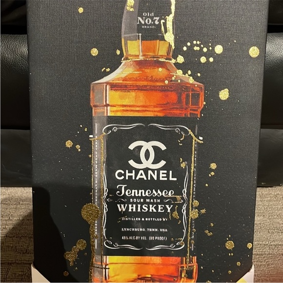 Lux fashion whiskey artwork NWT 10x20 Chanel whiskey - Picture 2 of 3